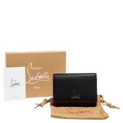 Christian Louboutin Black Leather Logo Trifold Compact Wallet