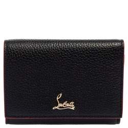 Christian Louboutin Black Leather Logo Trifold Compact Wallet