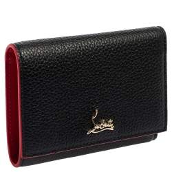 Christian Louboutin Black Leather Logo Trifold Compact Wallet