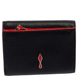 Christian Louboutin Black Leather Logo Trifold Compact Wallet