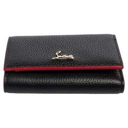 Christian Louboutin Black Leather Logo Trifold Compact Wallet