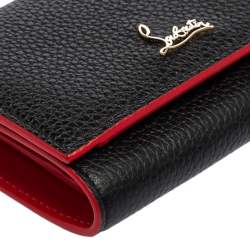 Christian Louboutin Black Leather Logo Trifold Compact Wallet