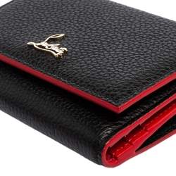 Christian Louboutin Black Leather Logo Trifold Compact Wallet