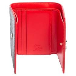 Christian Louboutin Black Leather Logo Trifold Compact Wallet