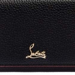 Christian Louboutin Black Leather Logo Trifold Compact Wallet