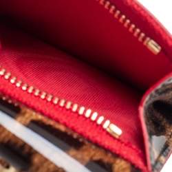 Christian Louboutin Brown Leopard Print Patent Leather Macaron Spike Wallet