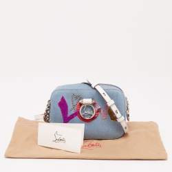 Pre Owned Christian Louboutin Blue Denim Mini Rubylou Love Crossbody Bag  