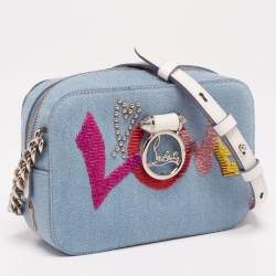 Pre Owned Christian Louboutin Blue Denim Mini Rubylou Love Crossbody Bag  