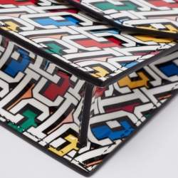 Christian Louboutin Multicolor Logo Print Patent Leather Elisa Top Handle Bag