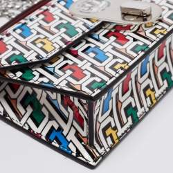 Christian Louboutin Multicolor Logo Print Patent Leather Elisa Top Handle Bag