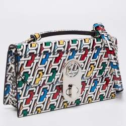 Christian Louboutin Multicolor Logo Print Patent Leather Elisa Top Handle Bag