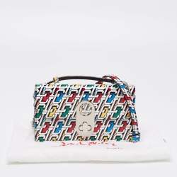Christian Louboutin Multicolor Logo Print Patent Leather Elisa Top Handle Bag