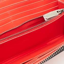 Christian Louboutin Black/Red Leather and Rubber Panettone Zip Around Wallet