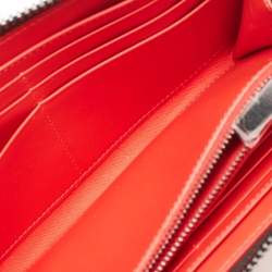 Christian Louboutin Black/Red Leather and Rubber Panettone Zip Around Wallet