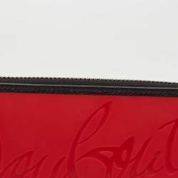 Christian Louboutin Black/Red Leather and Rubber Panettone Zip Around Wallet
