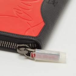 Christian Louboutin Black/Red Leather and Rubber Panettone Zip Around Wallet