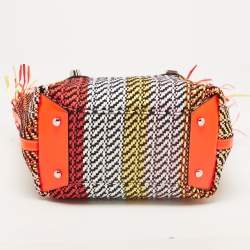 Christian Louboutin Multicolor Straw  and Leather Small fringe Frangibus Tote