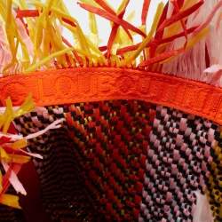 Christian Louboutin Multicolor Straw  and Leather Small fringe Frangibus Tote