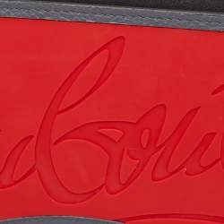 Pre Owned Christian Louboutin Grey/Red Leather and Rubber Panettone Zip Around Wallet
