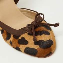 Christian Louboutin Brown Leopard Print Calf Hair Carino Espadrille Wedge Sandals Size 39