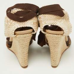 Christian Louboutin Brown Leopard Print Calf Hair Carino Espadrille Wedge Sandals Size 39