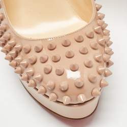 Pre Owned Christian Louboutin Dusty Pink Patent Leather Bianca Spikes Pumps Size 38
