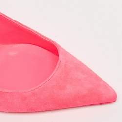 Pre Owned Christian Louboutin Pink Suede Lace Up Kate Pumps Size 37