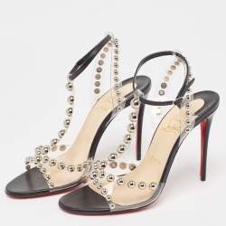 Christian Louboutin Black Leather and PVC Faridaravie Sandals Size 40