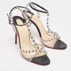 Christian Louboutin Black Leather and PVC Faridaravie Sandals Size 40