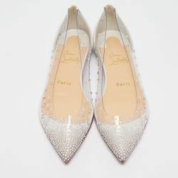 Christian Louboutin White Leather and PVC Degrastrass Ballet Flats Size 37