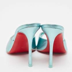 Pre Owned Christian Louboutin Metallic Blue Leather Me Dolly Sandals Size 38.5