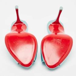 Pre Owned Christian Louboutin Metallic Blue Leather Me Dolly Sandals Size 38.5