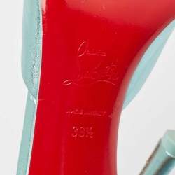 Pre Owned Christian Louboutin Metallic Blue Leather Me Dolly Sandals Size 38.5