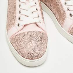 Pre Owned Christian Louboutin Pink Suede Vieira Strass Sneakers Size 38