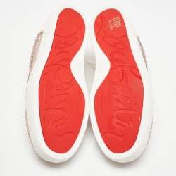 Pre Owned Christian Louboutin Pink Suede Vieira Strass Sneakers Size 38