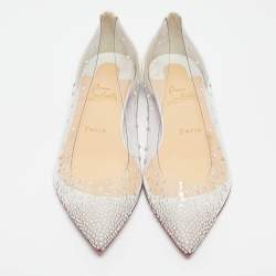 Christian Louboutin White Leather and PVC Degrastrass Ballet Flats Size 39.5