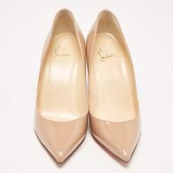 Pre Owned Christian Louboutin Beige Patent Leather Pigalle Pumps Size 38