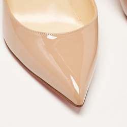 Pre Owned Christian Louboutin Beige Patent Leather Pigalle Pumps Size 38