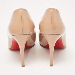 Pre Owned Christian Louboutin Beige Patent Leather Pigalle Pumps Size 38