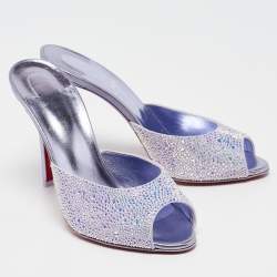 Christian Louboutin Purple Crystals Leather Me Dolly Slide Sandals Size 39