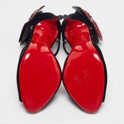 Pre Owned Christian Louboutin Black Velvet Pensamoi Sandals Size 35