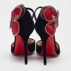 Pre Owned Christian Louboutin Black Velvet Pensamoi Sandals Size 35