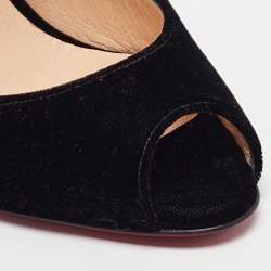 Pre Owned Christian Louboutin Black Velvet Pensamoi Sandals Size 35