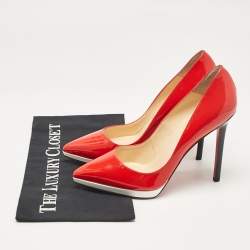 Christian Louboutin Red Patent Leather Pigalle Plato Pumps Size 38.5