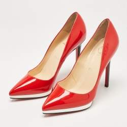 Christian Louboutin Red Patent Leather Pigalle Plato Pumps Size 38.5