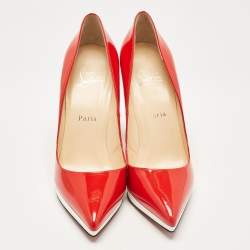 Christian Louboutin Red Patent Leather Pigalle Plato Pumps Size 38.5