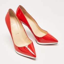 Christian Louboutin Red Patent Leather Pigalle Plato Pumps Size 38.5