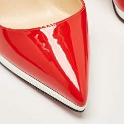 Christian Louboutin Red Patent Leather Pigalle Plato Pumps Size 38.5