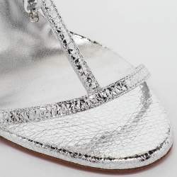 Christian Louboutin Silver Leather Bombina Pampila Ankle Strap Sandals Size 39