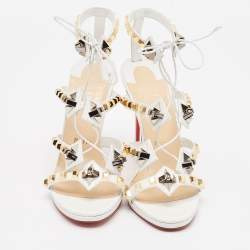 Pre Owned صندل كريستيان لوبوتان جلد متعدد الألوان مالتيبلاتيكول مزخرف مقاس 38.5